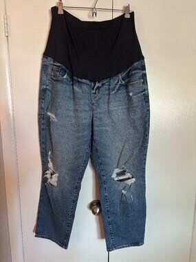 Old Navy Maternity O.G. Straight Distressed Jeans Full Panel 18 Short